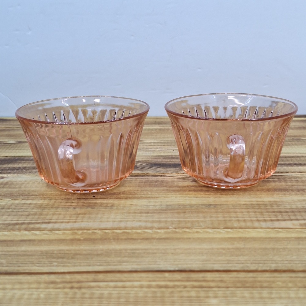 2 Vintage‎ Anchor Hocking Queen Mary Ribbed Pink Depression Glass Cups 3 3/4" - Picture 3 of 10